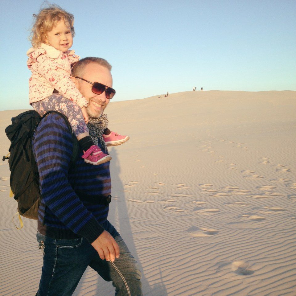 My third child (Ronja) and I, on the big sand dunes near Skagen, Denmark